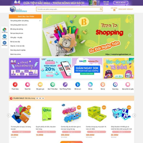 Website bán sách, văn phòng phẩm 02