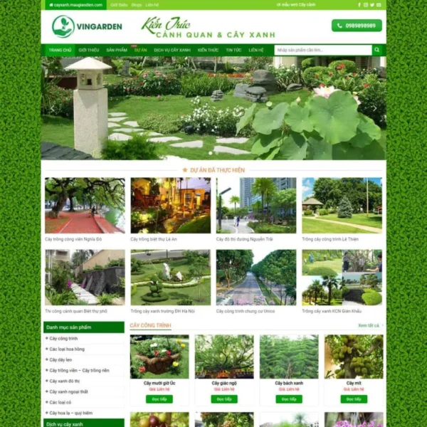 Website bán cây xanh, kiến trúc cảnh quan