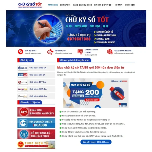 Website dịch vụ chữ ký số