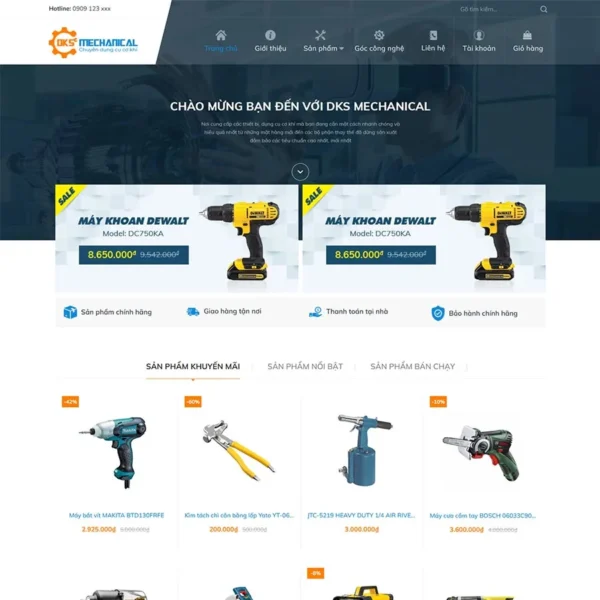 Website bán dụng cụ cơ khí 02