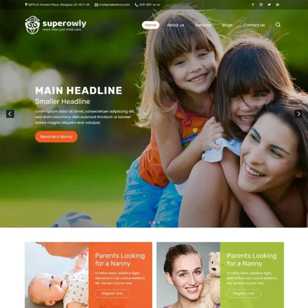 Website dịch vụ bảo mẫu, trông trẻ