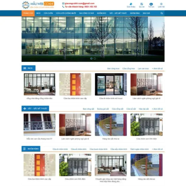 Website cơ khí, nhôm kính
