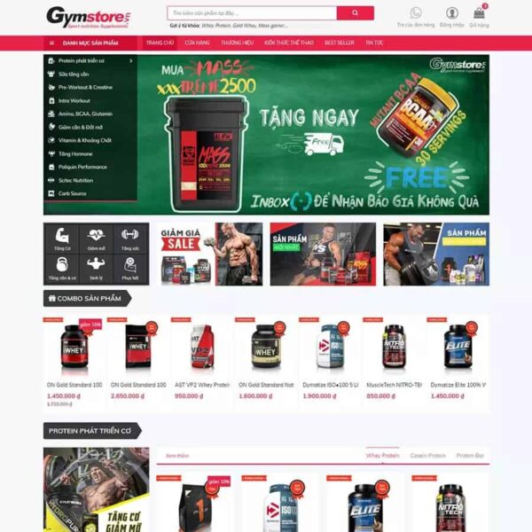 Website bán thực phẩm phòng gym
