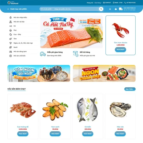 Website bán hải sản 03