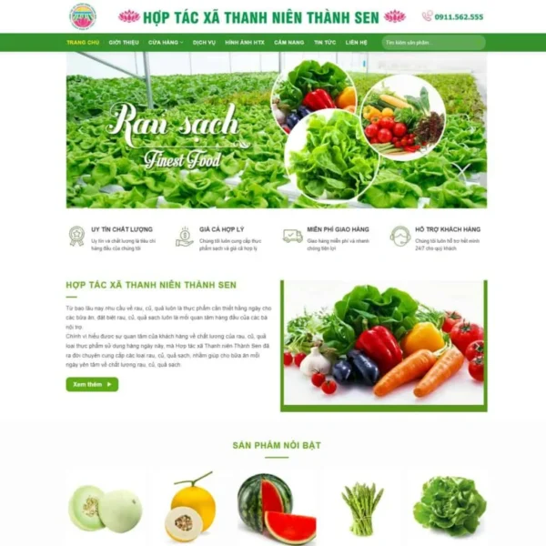Website hợp tác xã nông sản, rau sạch