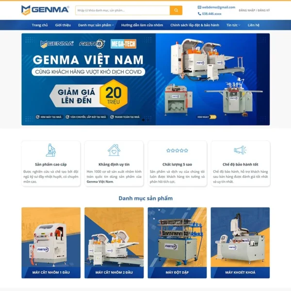 Website công ty bán máy cắt, máy cơ khí