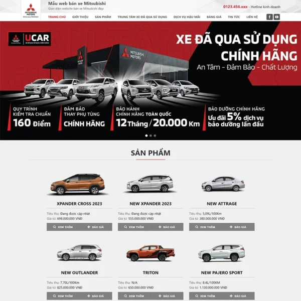 Website bán ô tô Misubishi 03