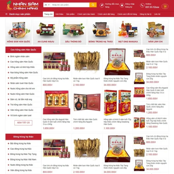 Website bán nhân sâm