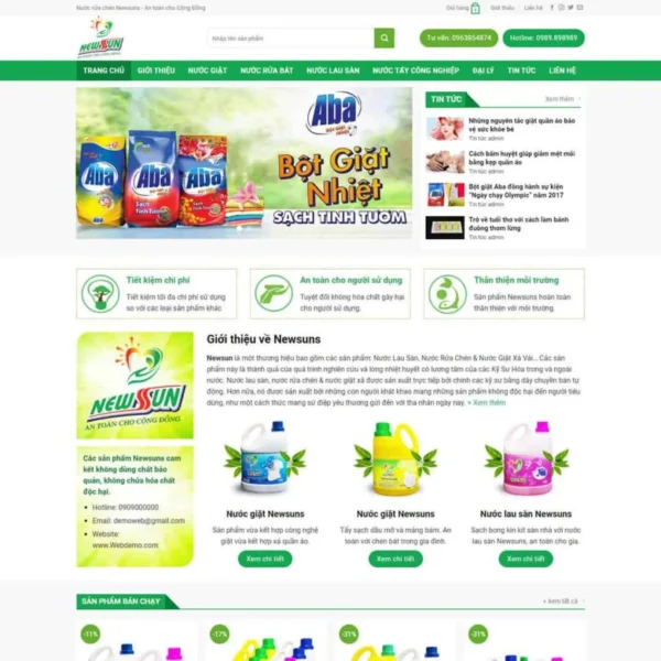 Website bán bột giặt, nước tẩy rửa