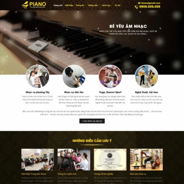 Websiteđào tạo, khóa học piano, nhạc cụ