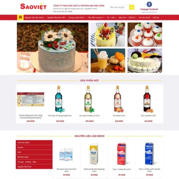 Website bán nguyên liệu, dung cụ làm bánh 03