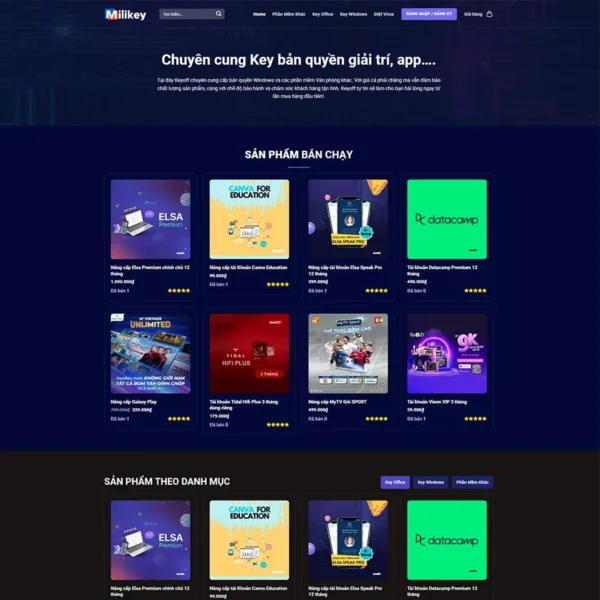 Website bán tài khoản Premium, key bản quyền