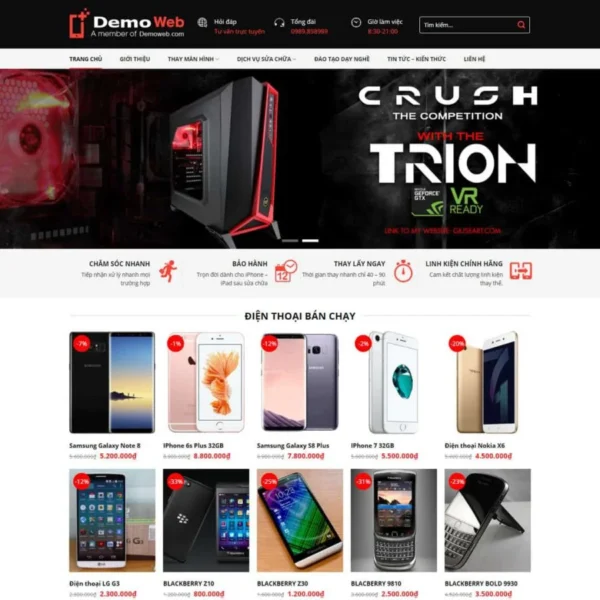 Website dịch vụ chăm sóc, sửa chữa điện thoại