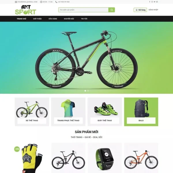 Website bán xe đạp, đồ thể thao
