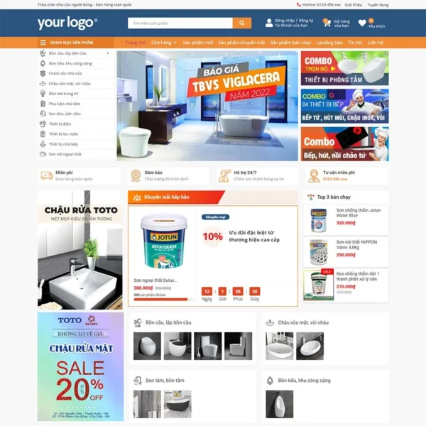 Website Elementor bán thiết bị vệ sinh