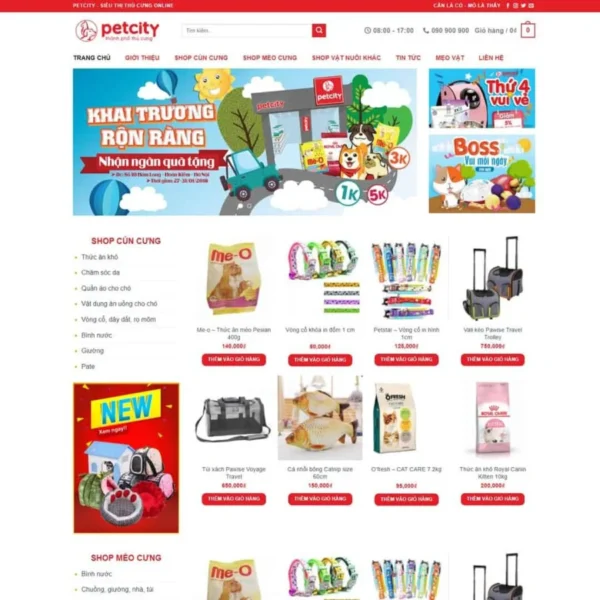 Website bán đồ chơi, thực phẩm thú cưng