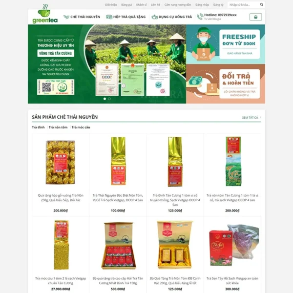 Website bán trà xanh 03