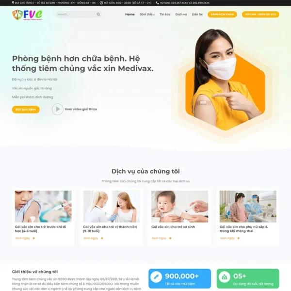 Website trung tâm tiêm chủng vắc xin