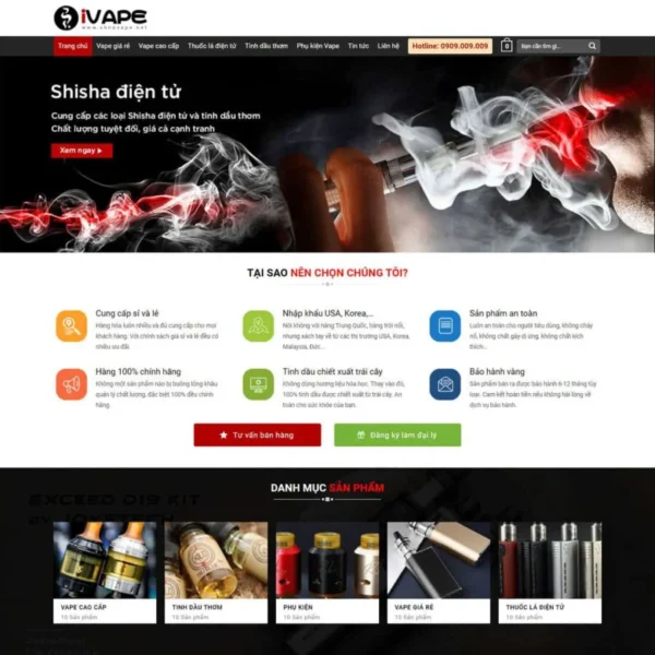 Website bán thuốc lá điện tử, shisha, vape