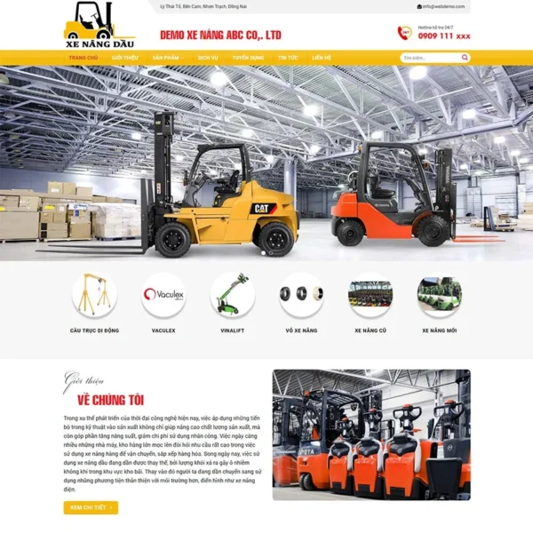 Website bán xe và thiết bị nâng hàng hóa