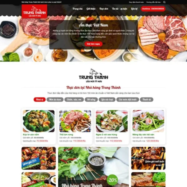 Website nhà hàng, ăn uống
