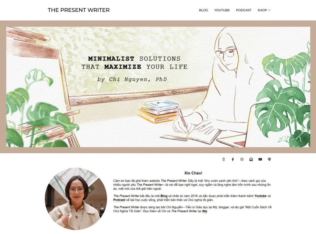 Thiết kế website cá nhân chuyên nghiệp và ấn tượng 5 Website The Present Writer