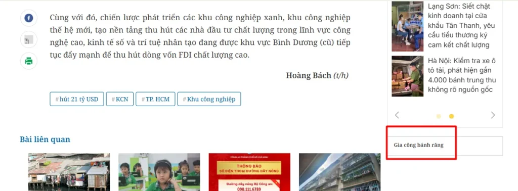 Minh họa text link báo